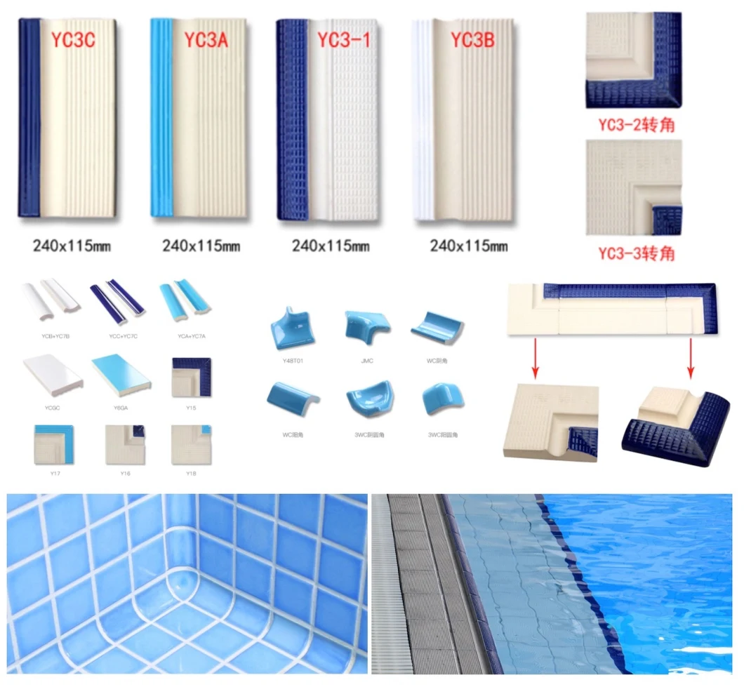 Wholesale Price High Standard Quality Curved Swimming Pool Border for Grip Tile Yc3