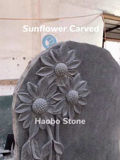Pierre tombale sculptée en fleur de pierre tombale en forme de feuille de granit G633
